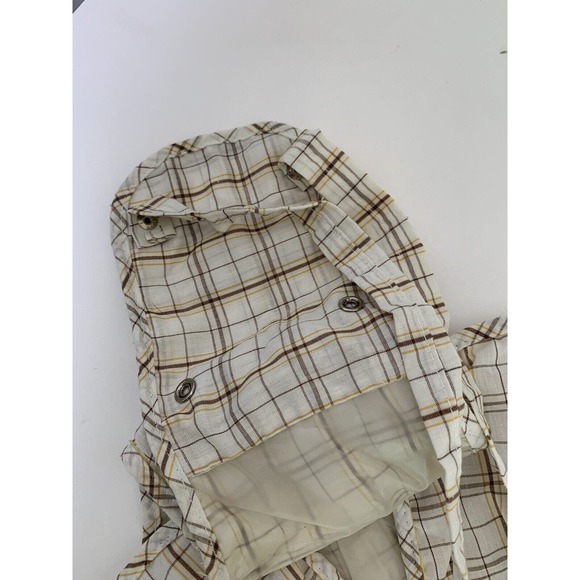VINTAGE Romper Boys 9-12 Months One Piece Brown Plaid Built in Plastic Protector - Picture 4 of 5